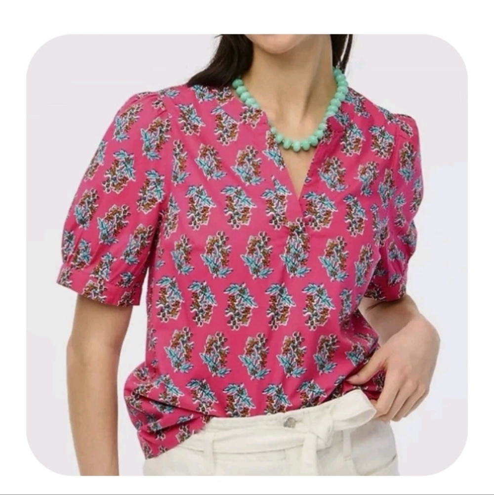 NWOT J. Crew Pink Floral Blouse